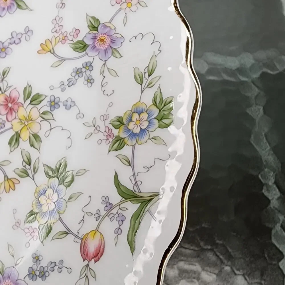 Floral Gold Rimmed plate Andrea by Sadek